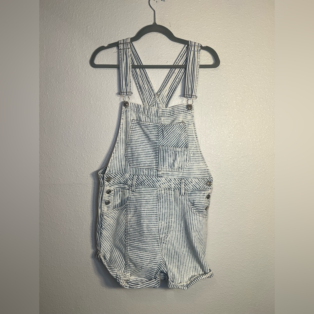Free People We The Free Railroad Striped Ziggy Shortalls - Picture 4 of 8